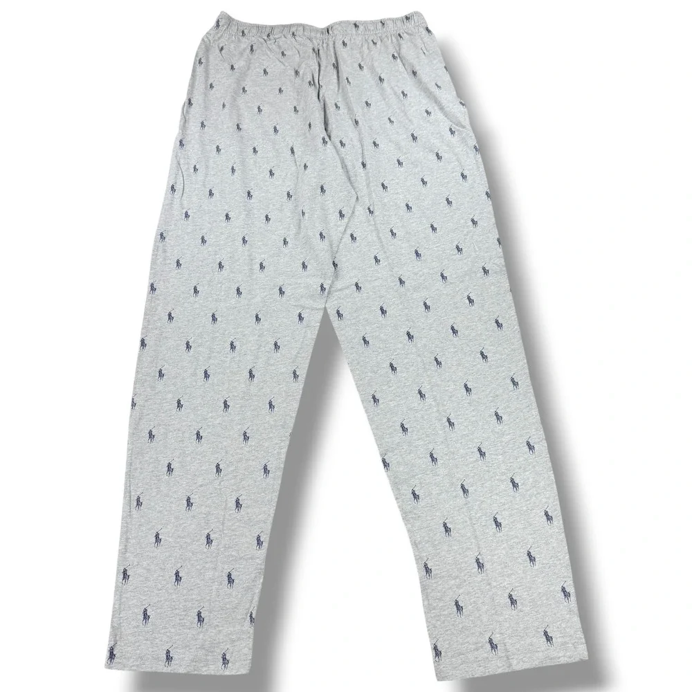 Polo Ralph Lauren Pajama Lounge Pants Men's Large L Gray Allover Pony Print